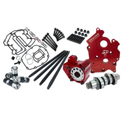 FEULING M8 OIL COOLED camchest kits include all necessary components from top to bottom of the camchest conveniently packaged under 1 part #.  These combination kits not only ensure each individual part is designed to work and function together but to do so in total harmony. These camchest kits take the guess work out of the ordering process and guarantees the engine builder maximum reliability, peak performance and the coolest engine and oil temperatures obtainable.

• RACE SERIES kit
• Quieter and smoother engine operation
• Increase oil pressure, scavenge volume and engine oil flow
• 27% more pressure and scavenge gear volume over stock
• 42% more scavenge volume with port sizing, matched passages and holes to the engine case
• 46% more oil volume to the crankshaft and connecting rod bearing
• 15-25 degree cooler engine temperatures
• 15-30 degree cooler oil temperatures 
• 10-30 more PSI of oil pressure
• Reduces wet sumping, blow by and oily air cleaners
• Magnets in oil pump to help protect gears and pressure relief valve
• Test results show 2 HP gain and 2 ft/lbs of TQ gain to the rear wheel on Milwaukee Eight
• NOTE: FEULING test results show a 50% reduction of engine sump oil level.

592 CAM - 'The big nasty' Put your big boy pants on get serious with bore size, ported cylinder heads and throttle body. Aggressive camshaft requiring high lift and higher load valvesprings, performance pushrods and lifters. High flow air cleaner and triple stepped exhaust pipe highly recommended.

NOTE: High lift/High Load valvesprings required see recommended Feuling HIGH LOAD BEEHIVE valvespring kit #1207. Clearances MUST be checked when installing this cam.

Due to the mass call volume & inquires with requests for the M8 oil pump back cover O-ring/seal groove, we’ve added the groove! (5/11/21). Although Feulings in house testing on healthy engines did not show a benefit. The O-ring may have potential benefits in certain circumstances such as engines with higher cylinder leak down, poor subseal O-ring seal, raised sump hole & or sump plug (see M8 PRO TIP below) & looser lifter to lifter bore clearances.

Part # 1348 RPM range 2,750 - 6,350. Grind: 592

                   Valve Lift      Open        Close        Duration @ 50"     Lobe Centerline
Intake            .578             20               34                         234                                97            
Exhaust         .592             68               16                         264                               116
Overlap: 36


DISCLAIMER: NOT LEGAL FOR SALE OR USE IN CALIFORNIA ON ANY POLLUTION CONTROLLED MOTOR VECHICLE


Kits include: FEULING high volume Oil pump, HIGH FLOW billet Camplate, REAPER Series Camshaft, hydraulic roller lifters, fixed length pushrods, TIMKEN/KOYO cam bearing, rocker arm studs and nuts, gaskets, O-rings, ARP cam/crank fasteners, washers, moly lube and LOCTITE.

-RACE SERIES Kits include a RACE SERIES oiling system: billet 7075 oil pump, RACE SERIES lifters, HIGH FLOW billet 7075 aluminum camplate.
• Billet 7075 aluminum oil pump which is 50% harder and stronger than the factory pump holding tighter tolerances under temperature, deeper scavenge kidneys over HP+ oil pump.
• Deeper scavenge kidney ports over the HP+ series for even more scavenge flow volume
• RACE SERIES hydraulic lifters have a full .200" of total travel designed with a slower bleed down rate to handle heavy valve spring pressures, increase engine RPM before valve float and feature increased roller clearance for steep ramped camshafts and clearance for the M8 front exhaust camshaft lobe flange.


OIL LEVEL NOTE - DO NOT OVERFILL OIL TANK
It is important to get the correct hot oil level in your bike. Feuling recommends running the oil level 90%-99% full when hot.

Note: The M8 oil pick up port is on the right side of the engine. Letting the bike idle or warm up on the kickstand will naturally fill the engine case and skew the oil level in the tank. 

We recommend the following steps to achieve proper oil level:
1. Check cold oil level. 
2. Ride the bike until operating temperature is reached. 
3. Shut the bike off while still in the upright position. (This insures an accurate reading)
4. Once the bike is on the kickstand check oil level. 
5. Add or remove oil as needed.

RS camchest kit Fits: M8 Oil Cooled Engines


 

Feuling dOEs not recommend tuning beyond stock emissions standards.
 Note: Special Order Product only. 
To order please contact your MCS sales representative.
