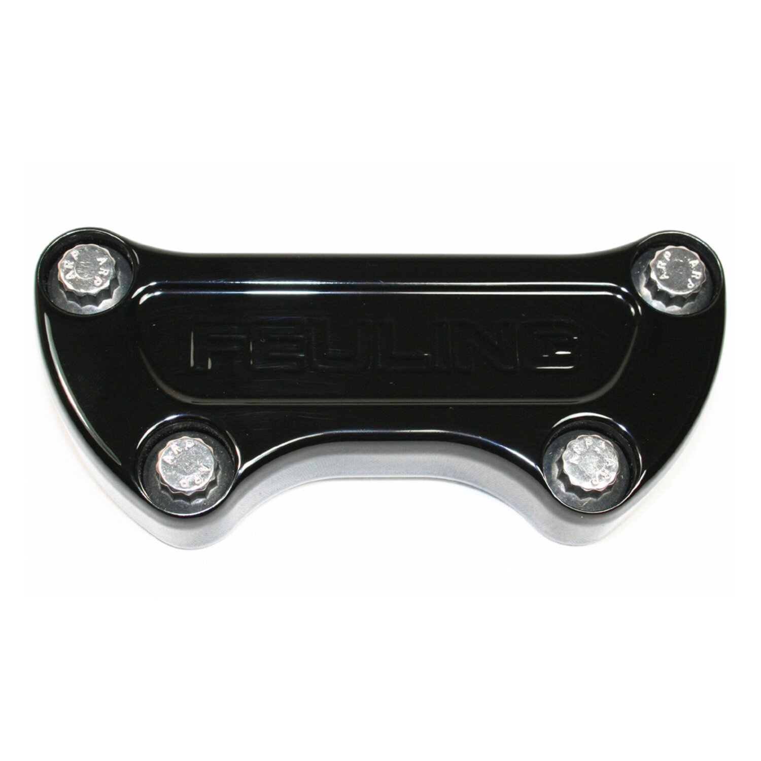 Feuling, handlebar top clamp. Feuling Logo, Black, Anodized