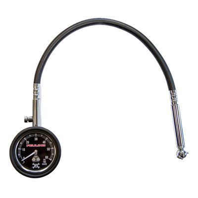 Tire Gauge with 0-60 PSI read out for use on standard Schrader / automotive style valves.
Note: No bar read-out on face