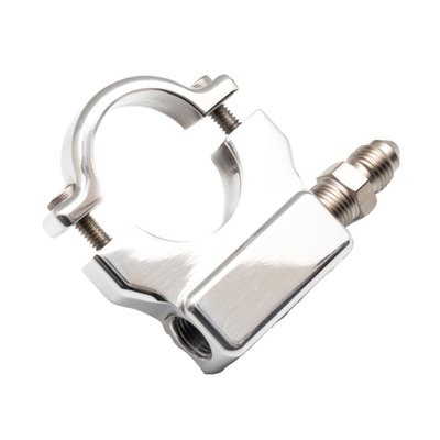 Used to install a 1.5" (38mm) oil pressure gauge to the handlebar. With 1/8 NPT treaded adapter. Manufactured of 6061 billet aluminum and comes with stainless Allen head bolts and a 1/8 NPT to -3AN adapter fitting.
USA made.