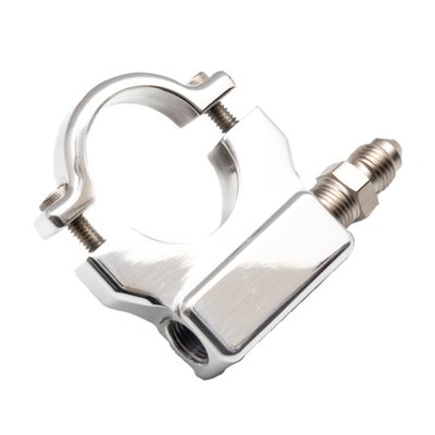 Used to install a 1.5" (38mm) oil pressure gauge to the handlebar. With 1/8 NPT treaded adapter. Manufactured of 6061 billet aluminum and comes with stainless Allen head bolts and a 1/8 NPT to -3AN adapter fitting.
USA made.