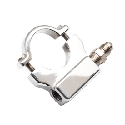 Used to install a 1.5" (38mm) oil pressure gauge to the handlebar. With 1/8 NPT treaded adapter. Manufactured of 6061 billet aluminum and comes with stainless Allen head bolts and a 1/8 NPT to -3AN adapter fitting.
USA made.