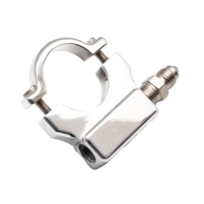 Used to install a 1.5" (38mm) oil pressure gauge to the handlebar. With 1/8 NPT treaded adapter. Manufactured of 6061 billet aluminum and comes with stainless Allen head bolts and a 1/8 NPT to -3AN adapter fitting.
USA made.