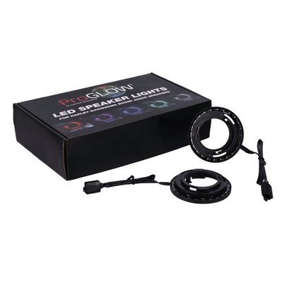 For rear speakers and for lower fairing speakers (excl. Twin Cooled models). 
The ProGLOW™ LED speaker lights utilize the most advanced LED color changing technology to Light Up Your Ride! 
Light ring simply snaps in place on OEM Harley-Davidson® Boom!™ Audio Stage II speaker grills to add color changing illumination to your motorcycle speakers. Available for installation on Front Upper Fairing Speakers (707482) and for the rear speakers & for lower fairing speakers (excl. Twin Cooled models) (707483). Each light comes equipped with 10" wire lead with plug & play watertight IP67 rated connector to plug into additional ProGLOW™ LED light accent light products.
The Bluetooth controller (sold separately as 708784) connects to the ProGLOW™ app through your personal IOS or Android device to customize and control your color-changing lights. Unlimited color combinations can be selected using the color wheel or color-match technology with camera access while easy to use sliders let you fine-tune the brightness and speed of each movement. ProGLOW™ systems can also be synced with music for a complete audiovisual experience. Added battery monitor, timer and security features give you control of your lights when out of sight. 
Note: When required the ProGLOW™ Bluetooth controller (sold separately as 708784) is required for operation of lights. 