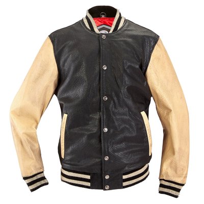 Embrace the spirit of classic college style fused with rugged biker functionality in the Holy Freedom Varsity black jacket. Crafted entirely from 100% buffalo leather, this jacket offers both durability and a timeless aesthetic. The inner lining, made of 100% red silk, adds a touch of luxury, while the cotton ribbed collar and cuffs ensure a snug fit. Designed with practicality in mind, it features two outer zippered pockets and two internal pockets, providing ample storage for your essentials. The snap closure adds to its classic appeal, and the embroidered Holy Freedom® logo on the back makes a bold statement.