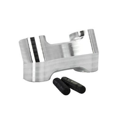 Raw machined uncoated CNC machined aluminum. 
Kraus isolated riser are available in a straight and kickback (pullback) version. This isolated riser kickback brace is used to convert a Kraus isolated straight riser to a kickback style riser. It moves the handlebar 1.5" (38mm) towards the rider. This kickback brace is a midsection that is installed between the riser legs and the risers. 
Note: Adding the Kickback Brace will increase the handlebar height by about 2.25" (57mm). You may need to order legs depending on your desired height. Optional riser leg sets are available to change overall height as: 
Black: 
- 984613 89mm (3.5") long legs 
- 984614 140mm (5.5") long legs 
- 984615 191mm (7.5") long legs 
- 984616 241mm (9.5") long legs. 
Raw:
- 707716 89mm (3.5") long legs 
- 707717 140mm (5.5") long legs 
- 707718 191mm (7.5") long legs. 
Note: Install long section of kickback brace towards the handlebar. 
Note: Compatible with Kraus isolated straight risers only. 