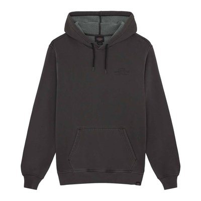 The Dickies Christiana hoodie is a relaxed fit garment dyed hoodie. Made with 340GSM cotton blend, featuring kangaroo pockets, ribbed cuffs and hem, dyed-to-match iconic woven Dickies hem loop label, and vintage inspired signage artwork graphic in small on left front chest, and large on the back. A comfortable and warm everyday piece for the colder months.