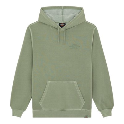 The Dickies Christiana hoodie is a relaxed fit garment dyed hoodie. Made with 340GSM cotton blend, featuring kangaroo pockets, ribbed cuffs and hem, dyed-to-match iconic woven Dickies hem loop label, and vintage inspired signage artwork graphic in small on left front chest, and large on the back. A comfortable and warm everyday piece for the colder months.