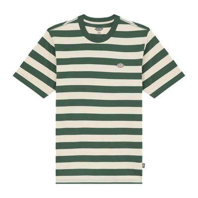 The Dickies Rivergrove t-shirt is a regular fit short sleeved t-shirt. The classic crewneck t-shirt made of BCI certified cotton jersey, featuring the woven Dickies label on the chest and all-over horizontal block stripes. A simple soft cotton T-shirt with a collegiate feel.