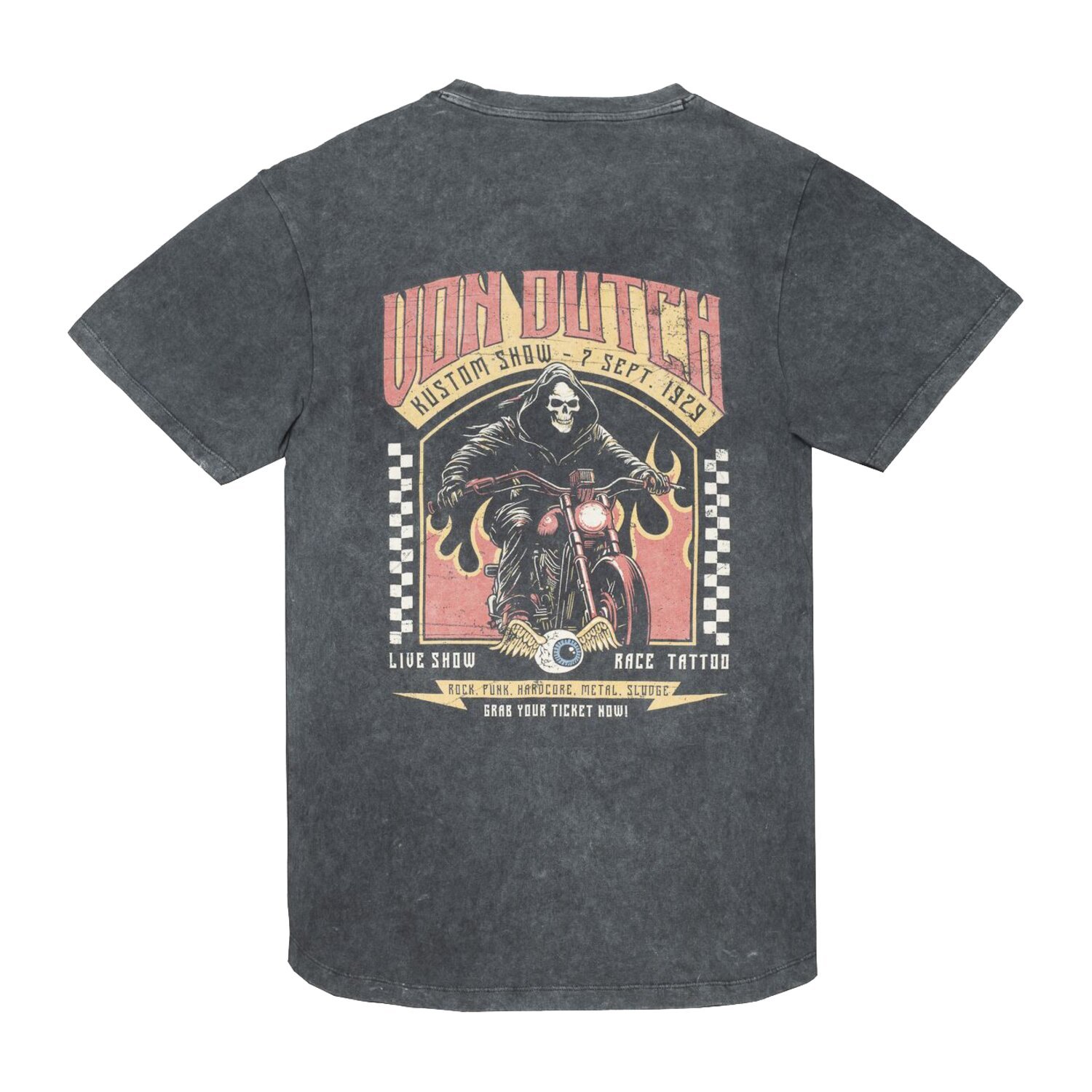 Von Dutch Reaper t-shirt, washed Black, Black, M