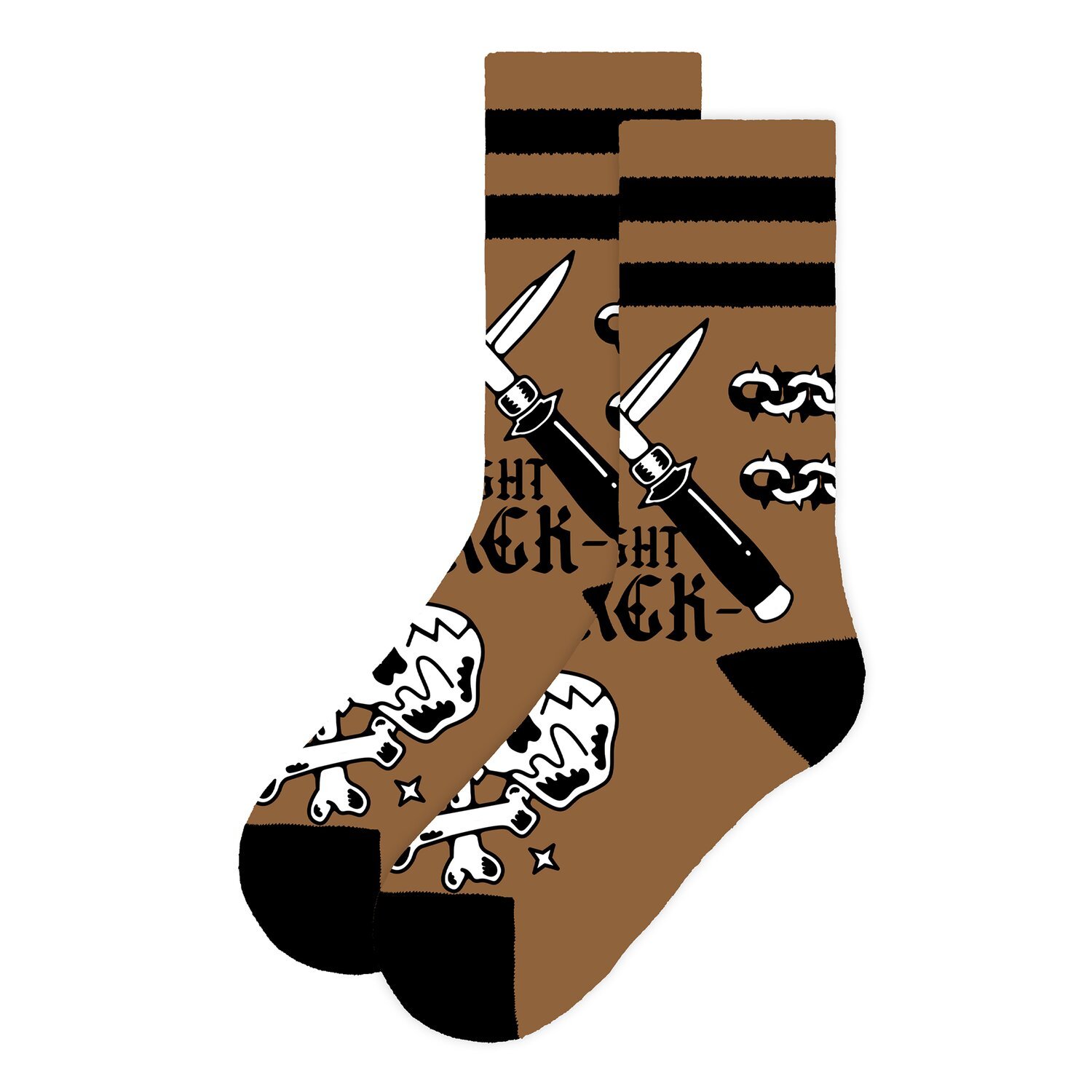 American Socks Fight Mid High socks back, Brown, One size fits most