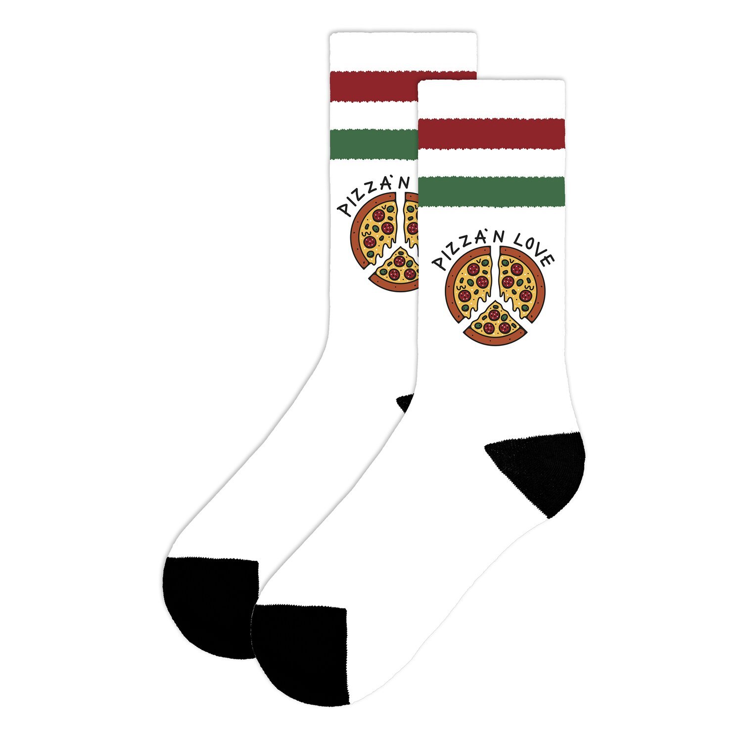 American Socks Pizza'n Love Mid High socks, White, One size fits most