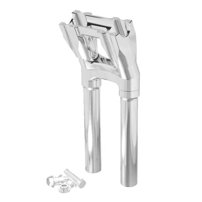 Raw machined aluminum uncoated finish. 
Fits models with 1-1/8" (28mm) handlebar clamping area.
Sold without top clamp, the top clamp (top plate) is sold separately depending on application.  
The 'Kickback style' moves the handlebar 1.5" (38mm) towards the rider. 
These isolated risers are designed to be solid-mounted to the top triple tree and are installed with the supplied billet bushings. This creates a much more rigid bar setup, allowing for improved control and far greater use of your bike's suspension and braking capabilities. As for vibration dampening, the rubber bushings are relocated just below the handlebar. There they are placed inside the riser mid-section. The proprietary use of these rubber isolators drastically reduces the amount of unwanted movement at the bushings. This creates a much more solid bar feel, giving you greater confidence in your bike's handling. You'll notice the difference of a hard-mounted riser legs and relocated rubber isolators right away. 
- Far less vibration than rigid mounted risers and a much better bar feel.
- Bottom clamp has an opening to accommodate hidden wiring 
- Top clamp ((top Plate) must be purchased separately depending on your application 
- 3.5" center to center for standard OEM H-D fitment 
- Bushing life is increased, maintenance lowered 
- Wiring slot in the center of the riser body allows for easy installation and clean wiring. 
Note: Sold without top clamp, the top clamp (top plate) is sold separately depending on application.
Note: Kraus Isolated Risers are designed and engineered for universal fitment. Some modification may be required depending upon application. This product is NOT compatible with models that include integrated bar clamps on the triple tree top clamp.
Note: Kraus Isolated Risers are a modular construction. You can run them without legs or swap out the risers legs for optional available lengths should you decide to run a shorter/taller rise down the line. See the 'optional Isolated Riser legs' for 4 available lengths between 3.5" (89mm) to 9.5" (241mm) tall. 