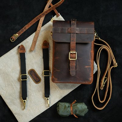 The Trip Machine Moto Sling bag is inspired from the iconic map cases used in WW II. Handcrafted from 2.2 mm thick heavy-duty leather, with a capacity of 1.9 L, the bag is built like a tank, to serve you for decades. It feels at home while on the motorcycle as well as when off it. The versatile quick release mounts allow it to go on every motorcycle and lets you mount or unmount it in under 30 seconds. Perfect for everyday rides, this bag is as dependable, timeless and comes with a rain cover to keep your valuables dry.