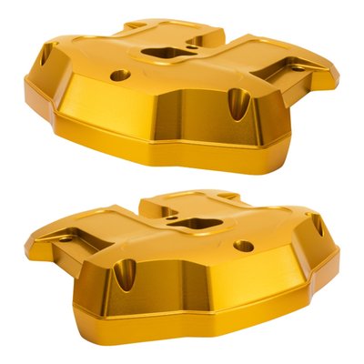 Gold anodized finish.
CNC machined billet aluminum rocker covers for the M8. A striking Italian design, produced by Italian craftsmen, that leaves no questions to your taste & style. These are designed for those that prefer to stand out instead of blending with the rest of the crowd. Made to withstand the heat and stresses of the working engine and guaranteed to provide a reliable seal and superior protection for the valve train components. Installation is a seamless bolt-on fit.
Made in the EU.