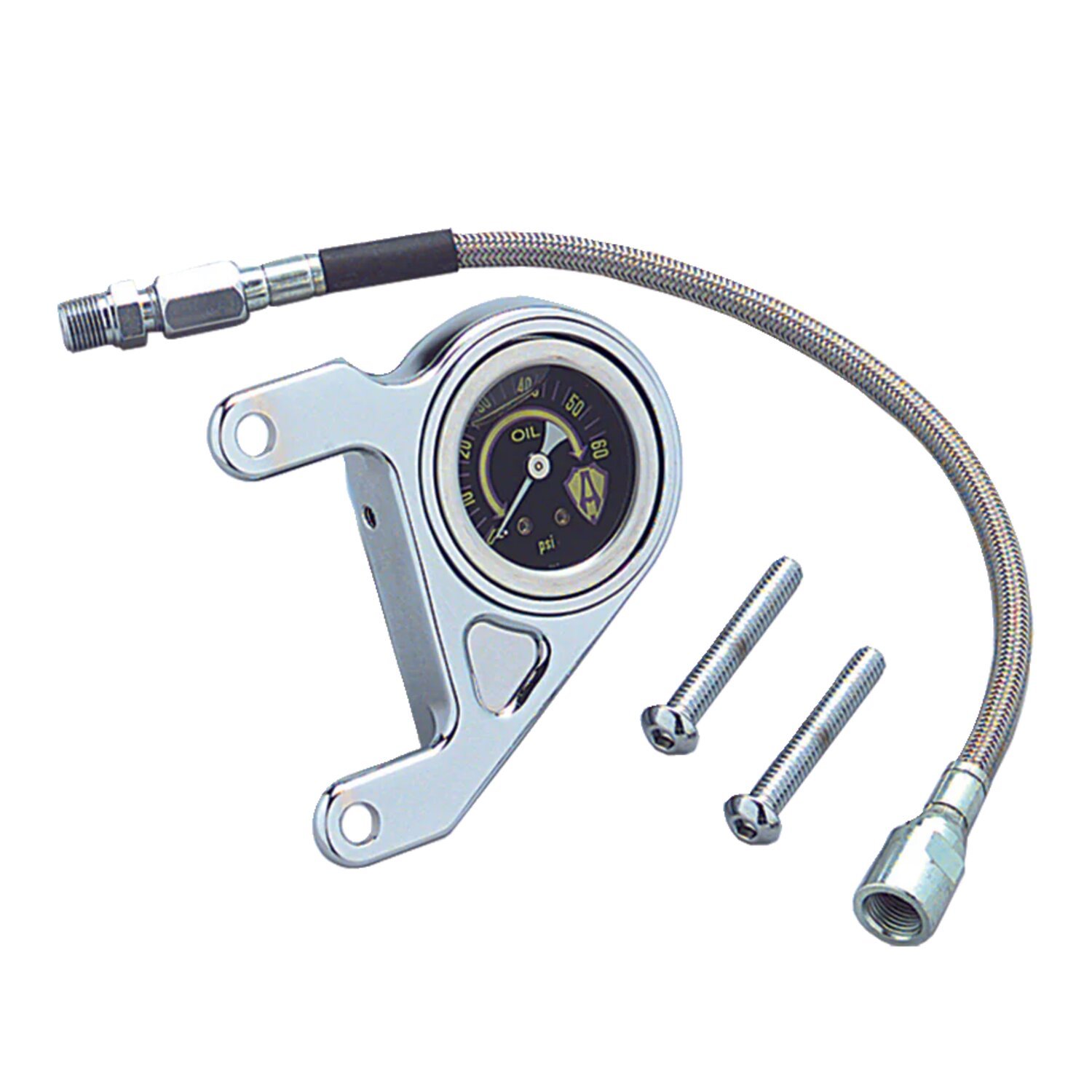 Arlen Ness, oil pressure gauge kit. Smooth. Shield logo