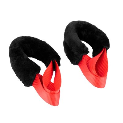 Used with motorcycle tie-downs with protective faux-sheepskin to help protect sensitive parts. Allows creating an attachment point for a tie-down hook virtually anywhere on the bike. Loops are made from strong 38mm wide polypropene material and are 45cm long. Net weight 40 grams. Maximum payload 680daN. 
Includes: 
2x Loops Pro with protective faux sheepskin