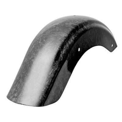 Forged carbon.
Made from chopped carbon fiber strands mixed with resin and compressed in a mold. The result is a material that looks more like marble or camouflage, without a directional weave.
Carbon fiber rear fender. Ultra light weight and manufactured from highest quality pure carbon fiber. This makes this fender a must have add-on for any performance bagger. Comes pre-drilled for a quick bolt-on application. EU made.
Note: Fender comes without cut outs for the original lights. New license plate holder and lights are required.
- Smooth wide shape, no cut for number plate
- Ultra light weight
- Manufactured from top quality carbon fiber
- Gloss UV stable surface
- Mounting holes are pre-drilled
- Bolt-on replacement for stock rear fender
- Tour Pak compatible
- It is advised installation is done by a capable mechanic