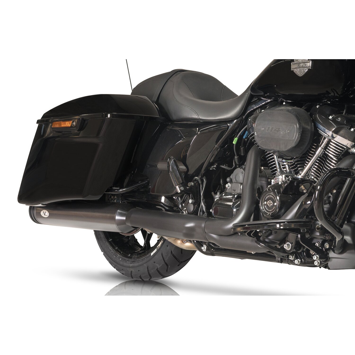 V Performance, 114mm Double Ring slip-on mufflers. Black Cer
