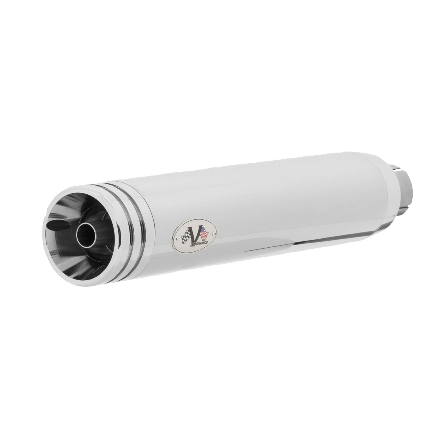 V Performance, 80mm Double Ring slip-on mufflers. Chrome