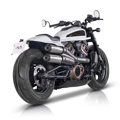 Euro 5+ homologated.
Silver (satin brushed) stainless steel finish.
The 'Trucker' mufflers come with with a carbon fiber end cap. A semi-full system 2 in 2 with a central balancing pipe. 2 catalyst converters are used in the central pipes. Stock head pipes are reused. All pipe work is precision TIG welded. Like with all V Performance mufflers, the exhaust tone is nice and deep by using a special inner muffler cartridge design.
Note: Homologation is valid for unmodified stock bikes, for the specific models and model years as mentioned in the product description. Removing or modifying the standard Db killer will void the homologation.
Note: 'Racing' pipe work / central pipes, without catalyst, are separately available but will void the Euro 5 homologation.
Note: See 708824 for the optional Carbon Fiber heatshield.