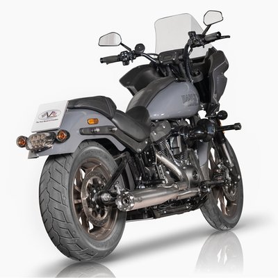 Euro 5 homologated. A pure Club Style exhaust system with a great sound, sporty looks and performance. Headers are 45mm diameter and the muffler is 101mm diameter. improved ground clearance when compared with stock. Complete with functional stainless heat shields that partially cover the headers and muffler. This is a precision made full stainless exhaust system, complete with catalytic converters, for a legal replacement that prevents you from getting into trouble during a traffic stop. Fitment is a direct bolt-on replacement for the stock headers and large muffler. The system comes with a satin stainless finish. End cap is CNC machined Ergal (aluminum 7075) in the Revolver design, in Black Ceramic with a Contrast Machined finish.
Note: Includes all hardware and brackets necessary to relocate the rear left footrest so this can be perfectly aligned with the right hand side.
Note: Homologation is valid for unmodified stock bikes, for the specific models and model years as mentioned in the product description. Removing or modifying the standard Db killer will void the homologation.
Note: See 708848 for Standard Db killer and 708858 for Racing Db killer.