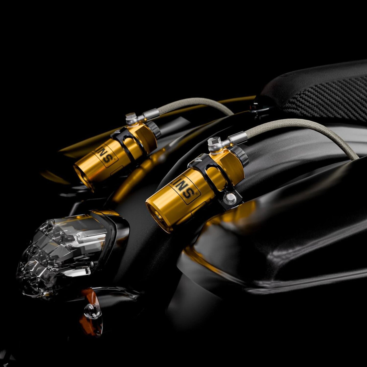 Kraus, Remote Reservoir Mounts for Fox. Black anodized