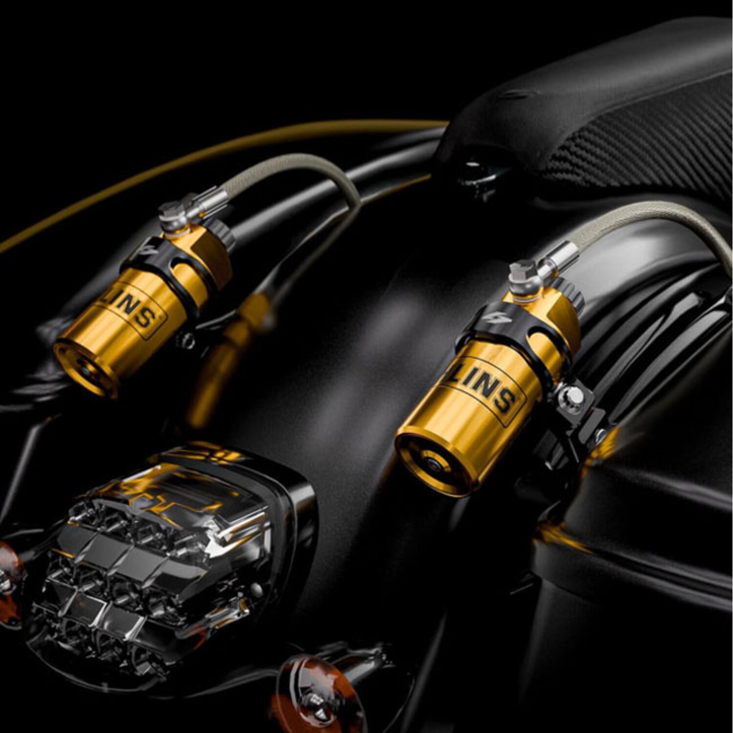 Kraus, Remote Reservoir Mounts for Fox. Black anodized
