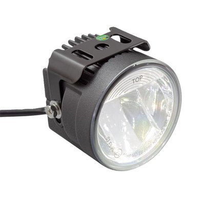 EC approved. Universal applications. 
- High power LEDs
- Excellent road illumination 
- Clear lens
- Black aluminum housing
- 72mm diameter x 78mm high x 60mm deep
- hole distance to the center hole 15mm 
- 12V DC
- Red wire = Plus
- Black wire = ground 
Note: Perfect for use with Zieger's 706966 spot lamp mounting bracket set and compatible with 706965 Zieger crash bar for Pan America