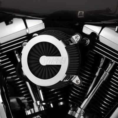 The Vance & Hines VO2 air cleaner delivers improved engine performance with that all important touch of class and style. With large inlet backing plate and billet venturi entrance for smooth air flow. CNC machined billet cover with riveted badge or machined-in badge with the Vance & Hines logo. All include a K&N Xstream high-flow and washable air filter element to insure your bike will never run out of breath.
- Extracts the maximum performance from any machine
- With K&N Xstream high-flow air filter element
- CNC-machined billet cover secured with race-spec ARP hardware
- High-capacity, deep-pleated, & washable air filter element
- Includes backing plate, venturi and breather assemblies
- Force™ Velocity Stack for a strong increase in power