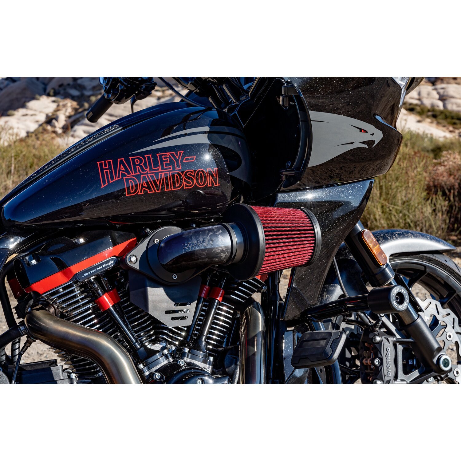 Vance & Hines, VO2 Falcon XL air intake. Gloss Forged, carbon