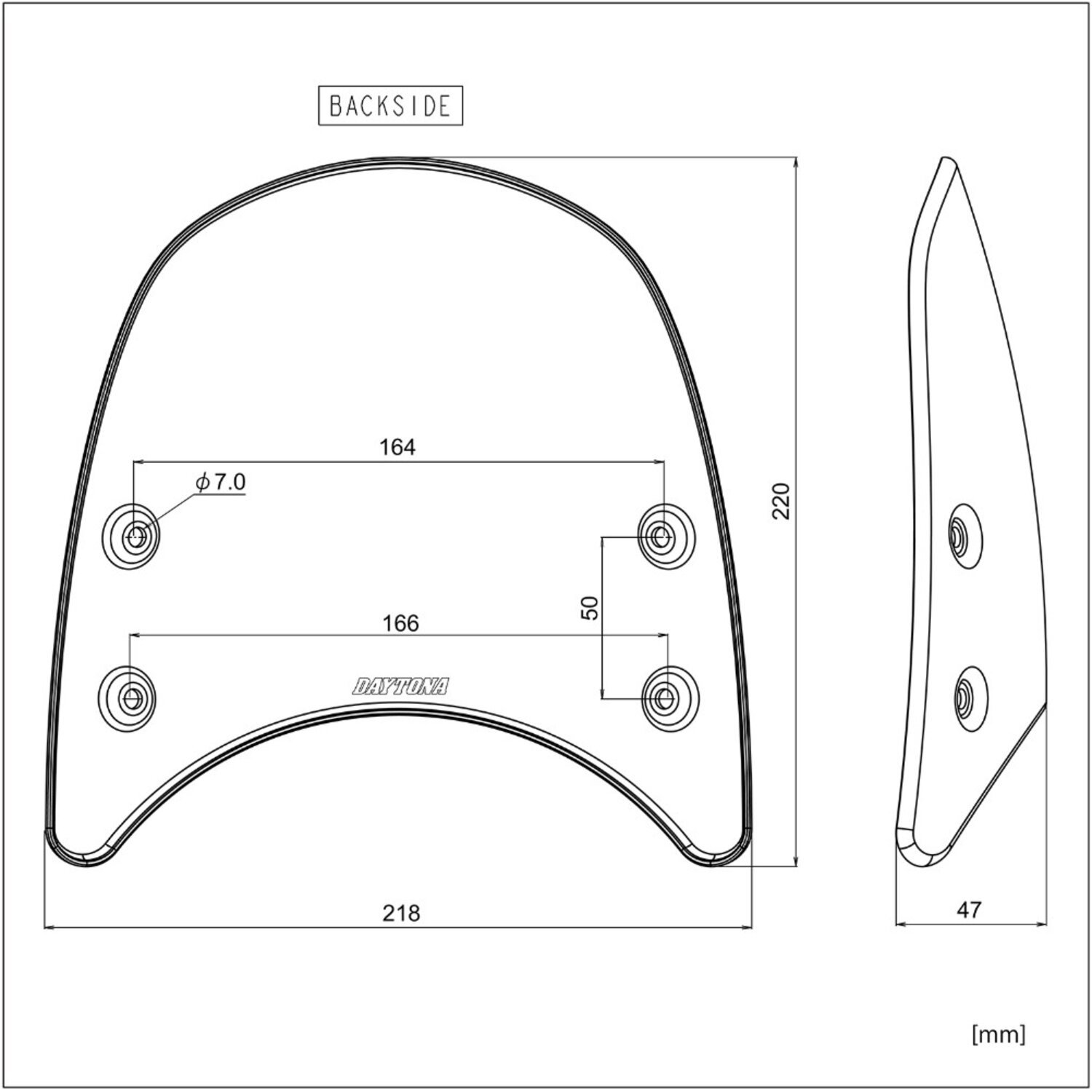 Daytona, aluminium meter visor, Black, Matte