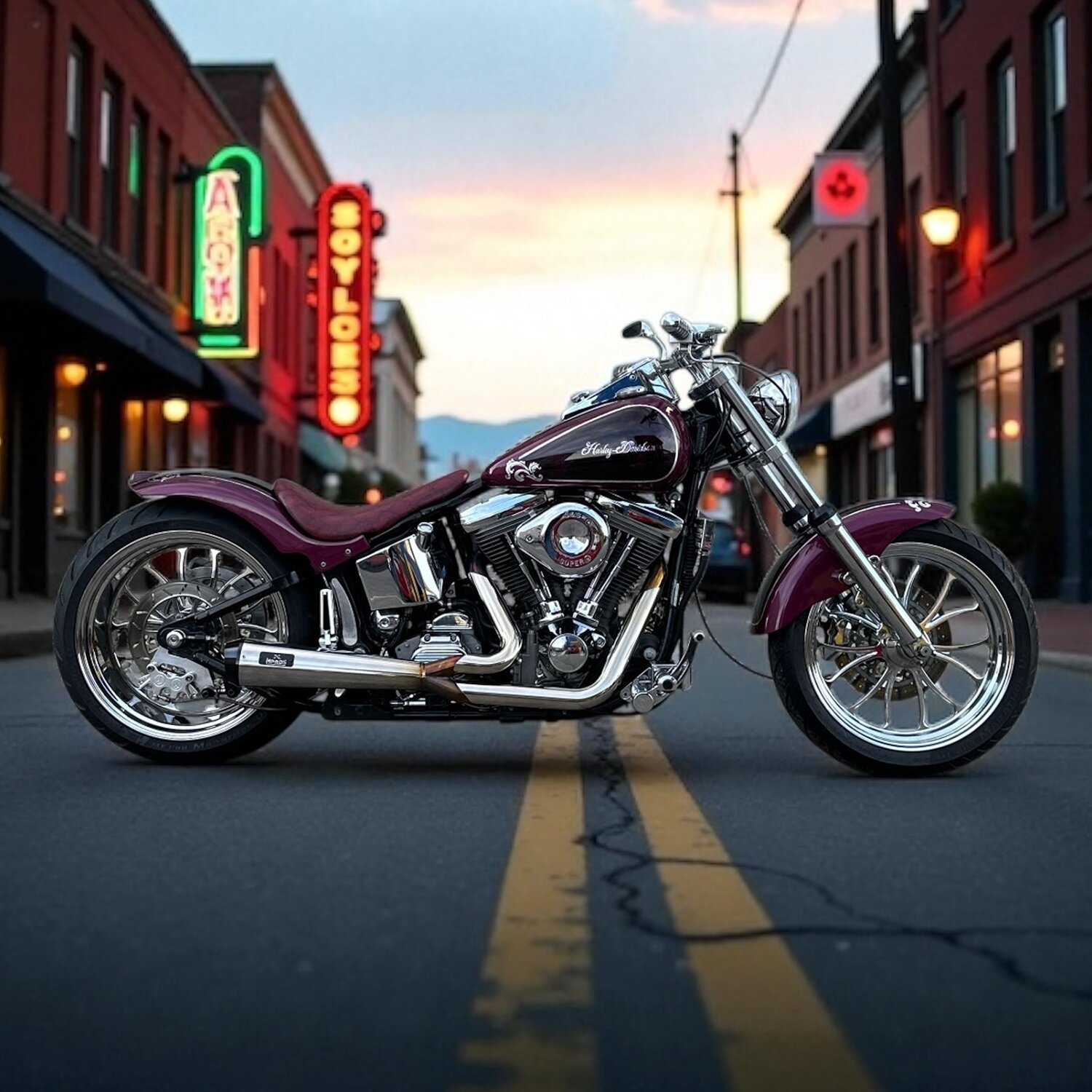 Malparidos, Evo Softail/FXR 2-1 exhaust SS Polished. Euro 0