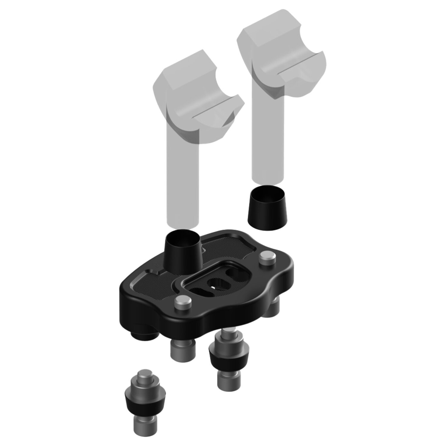 Rick's Motorcycles, Clubstyle riser relocation plate 40mm, Black, Anodized
