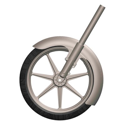 This standard version of the Rick's Touring front fender is 1075 mm long, suitable for 3.5 x 21" wheels with 130/60-21 or 120/70-21 tire. Made of 2mm thick stress free steel with extra strong torsional rigidity.

Note: Rick's fender spacer kit is required. Part number 709647 for machined finish and 709646  for black finish