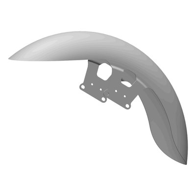 This street cut version of the Rick's Touring steel front fender is 870 mm long, suitable for 3.5 x 21" wheels with 130/60-21 or 120/70-21 tire. Made of 2mm thick stress free steel with extra strong torsional rigidity.

Note: Rick's fender spacer kit is required. Part number 709647 for machined finish and 709646  for black finish