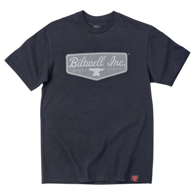 Thanks for repping the Biltwell brand with this low-key logo t-shirt! 100% pre-shrunk 6oz cotton t-shirt is detailed with hand-screened water-based inks, woven clip tags and the irritating collar tag has been replaced by a screen-printed label. We consider this the perfect t-shirt blank, it's got a buttery feel and is thick enough to be durable, but not a baggy old man shirt. It's a true regular-fit, not a super thin slim-fit.