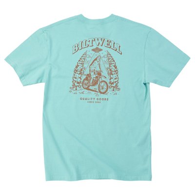 You don’t need any more black t-shirt so Biltwell made this minty Sasquatch one just for you. 100% pre-shrunk 6oz cotton t-shirt is detailed with hand-screened water-based inks, woven clip tags and the irritating collar tag has been replaced by a screen-printed label. We consider this the perfect T-shirt blank, it's got a buttery feel and is thick enough to be durable, but not a baggy old man shirt. It's a true regular-fit, not a super thin slim-fit.