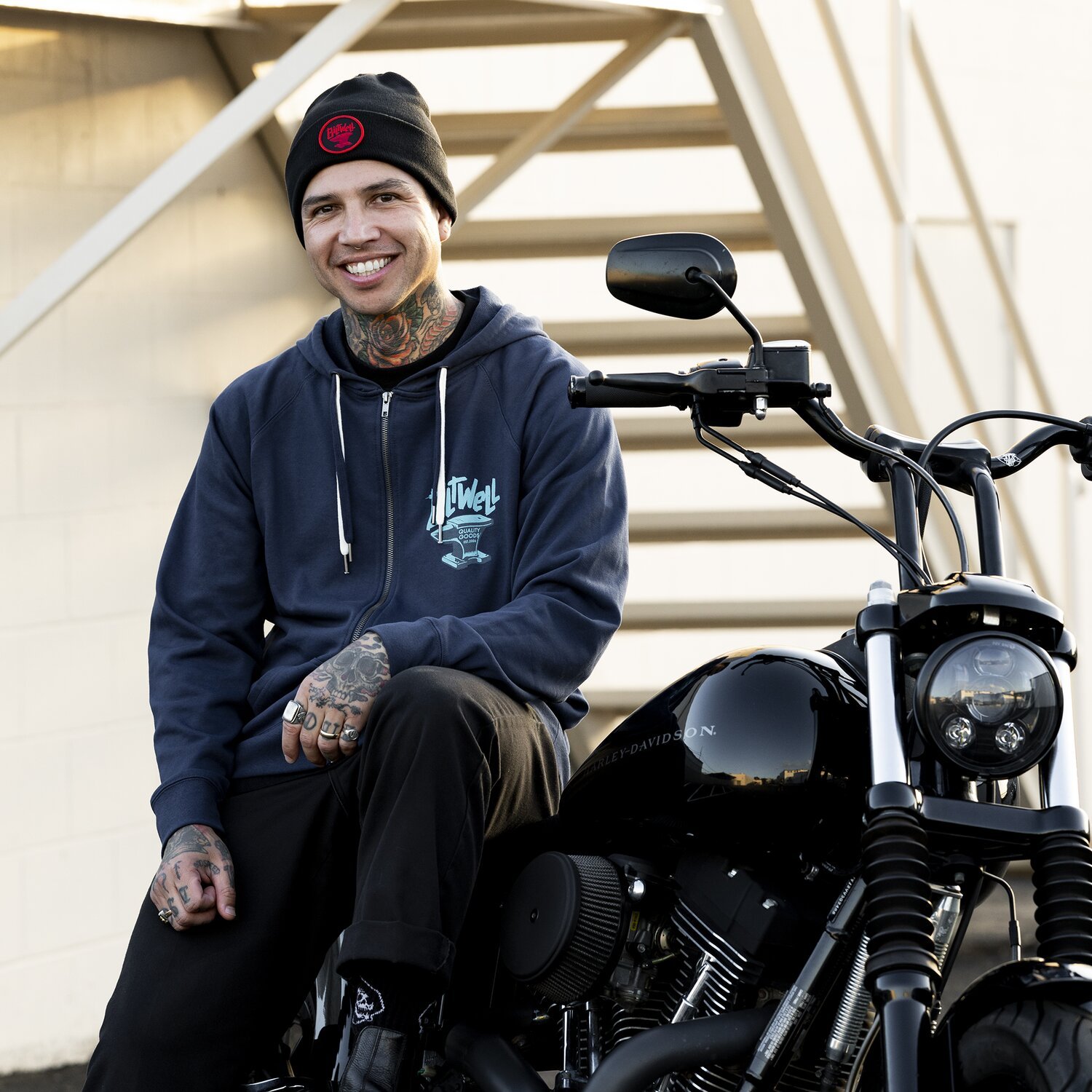 Biltwell Anvil beanie, Black, red