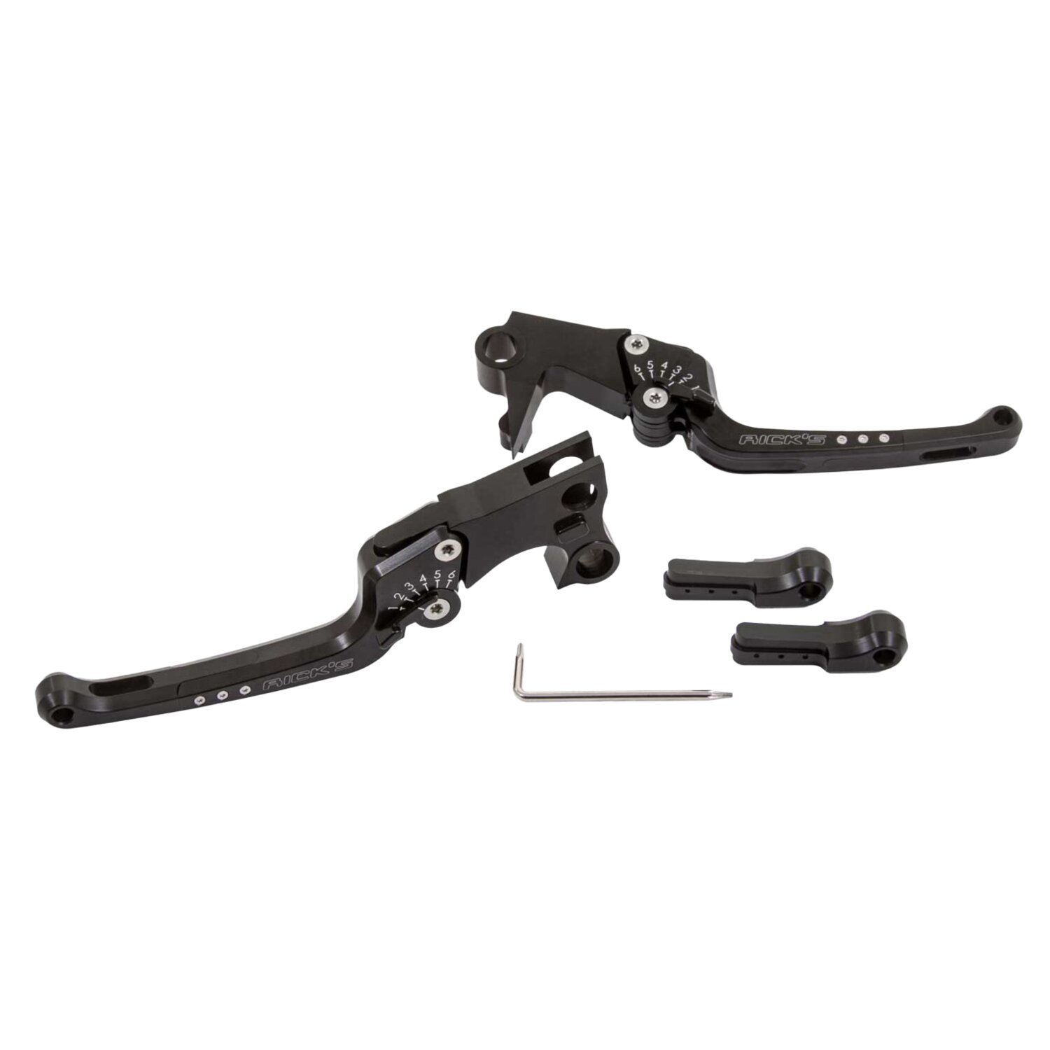 Rick's Motorcycles, Good Guys brake & clutch lever set, Black, Satin