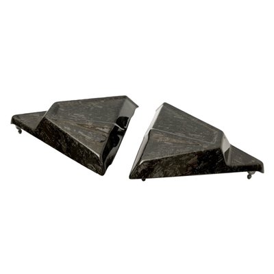 Forged carbon. Made from chopped carbon fiber strands mixed with resin and compressed in a mold. The result is a material that looks more like marble or camouflage, no two are alike, without a directional weave.

Carbon fiber side covers. Ultra light weight and manufactured from highest quality pure carbon fiber. The combination of weight reduction and the look of true carbon fiber makes these covers a must have add-on for any Clubstyle or performance orientated bike. Hassle-free installation. EU made. 
- Ultra light weight around 510 grams per set 
- Manufactured from top quality carbon fiber 
- Gloss UV stable surface 
- With pins for a snap-on installation 
- Bolt-on replacement for the stock side covers 
- It is advised installation is done by a capable mechanic 