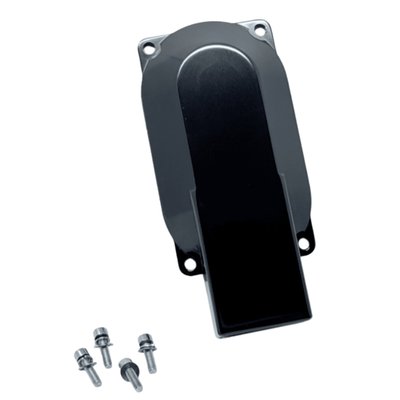 NOS black anodized billet throttle body cover for OEM M8 or aftermarket throttle body. Pro-polished then black anodized finish, includes replacement polished stainless Allen screws to replace OEM T-20 security Torx screws. 