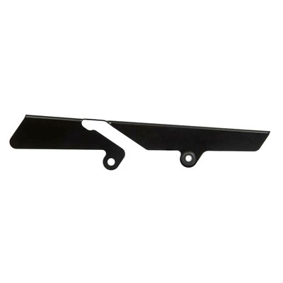 Stainless steel gloss black powder coated belt guard that can be mounted on the stock mounts.
Mounting hardware is included.
OEM replacement reference 60300137 (chrome) 60300138 (black)
