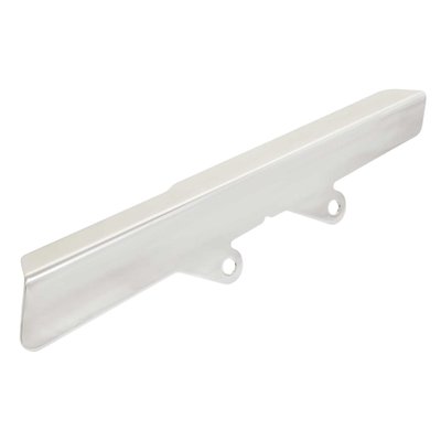 Stainless steel polished belt guard that can be mounted on the stock mounts.
Includes upper belt guard and mounting hardware.