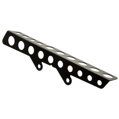 Stainless steel gloss black powder coated belt guard with round cut outs that can be mounted on the stock mounts.
Includes upper belt guard and mounting hardware.