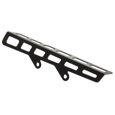 Stainless steel gloss black powder coated belt guard that can be mounted on the stock mounts.
Includes upper belt guard and mounting hardware.