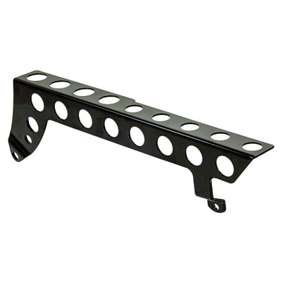 Stainless steel gloss black powder coated belt cover with round cut out holes which offers upper belt protection. Includes upper belt guard and mounting hardware.