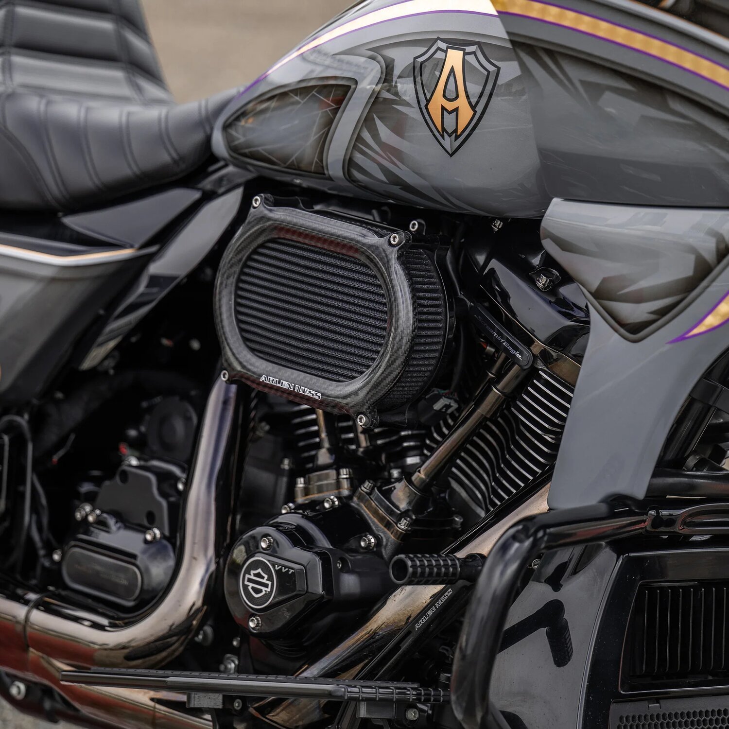 Arlen Ness, Stage 2 Oval air cleaner kit. Carbon, Unpainted
