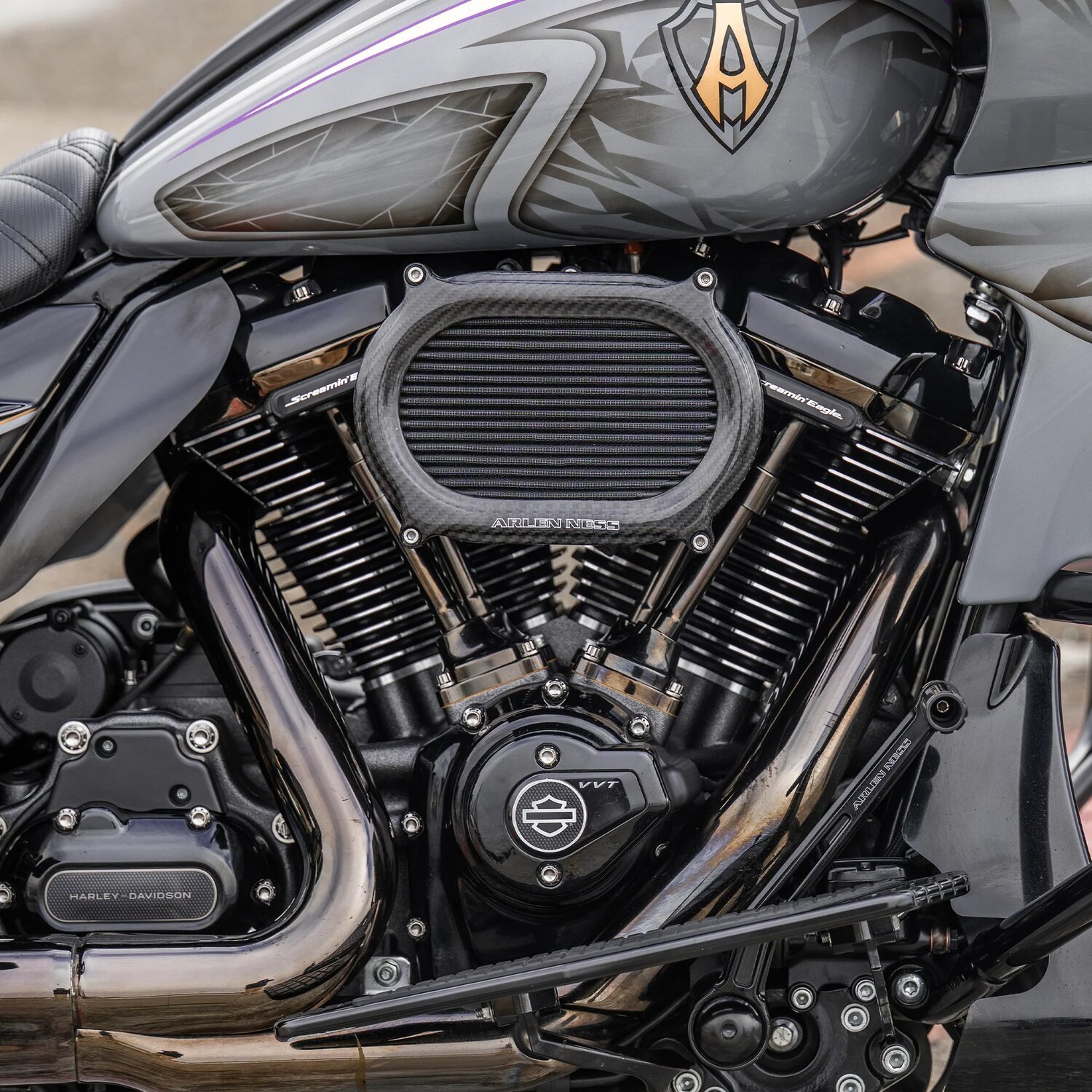 Arlen Ness, Stage 2 Oval air cleaner kit. Carbon, Unpainted