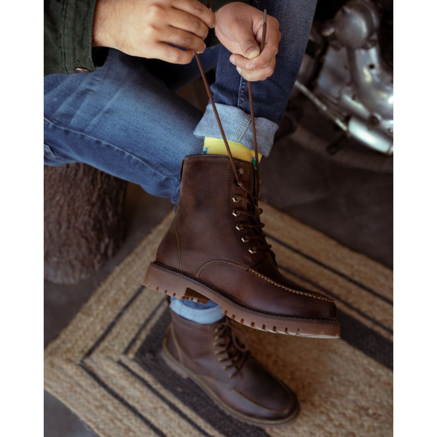 Trip Machine Moc-toe boots, mocha, 40